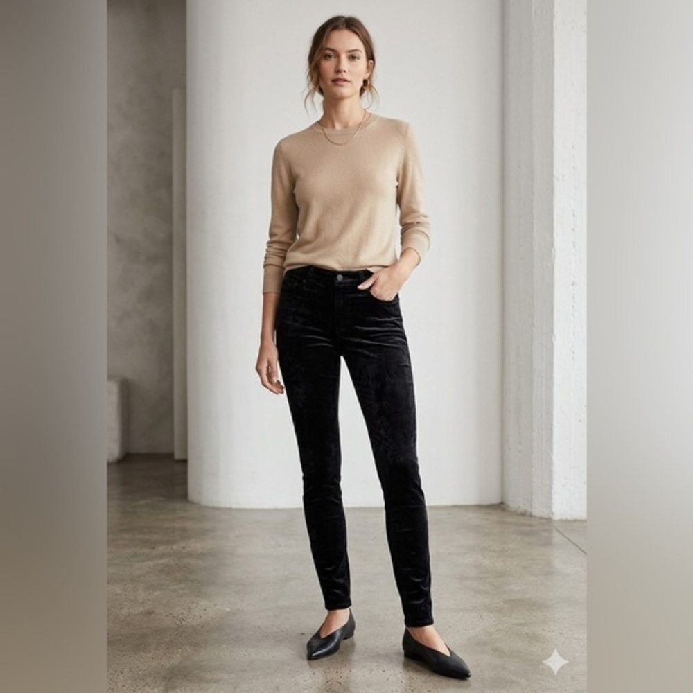 J. Brand Women's 23 Black Velveteen Super Skinny Low Rise Jeans 00 Velvet Pant